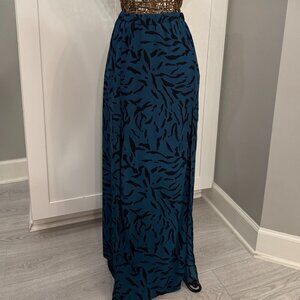 Buddy Love | Bridget Maxi Skirt | Teal Animal Print | Size Large